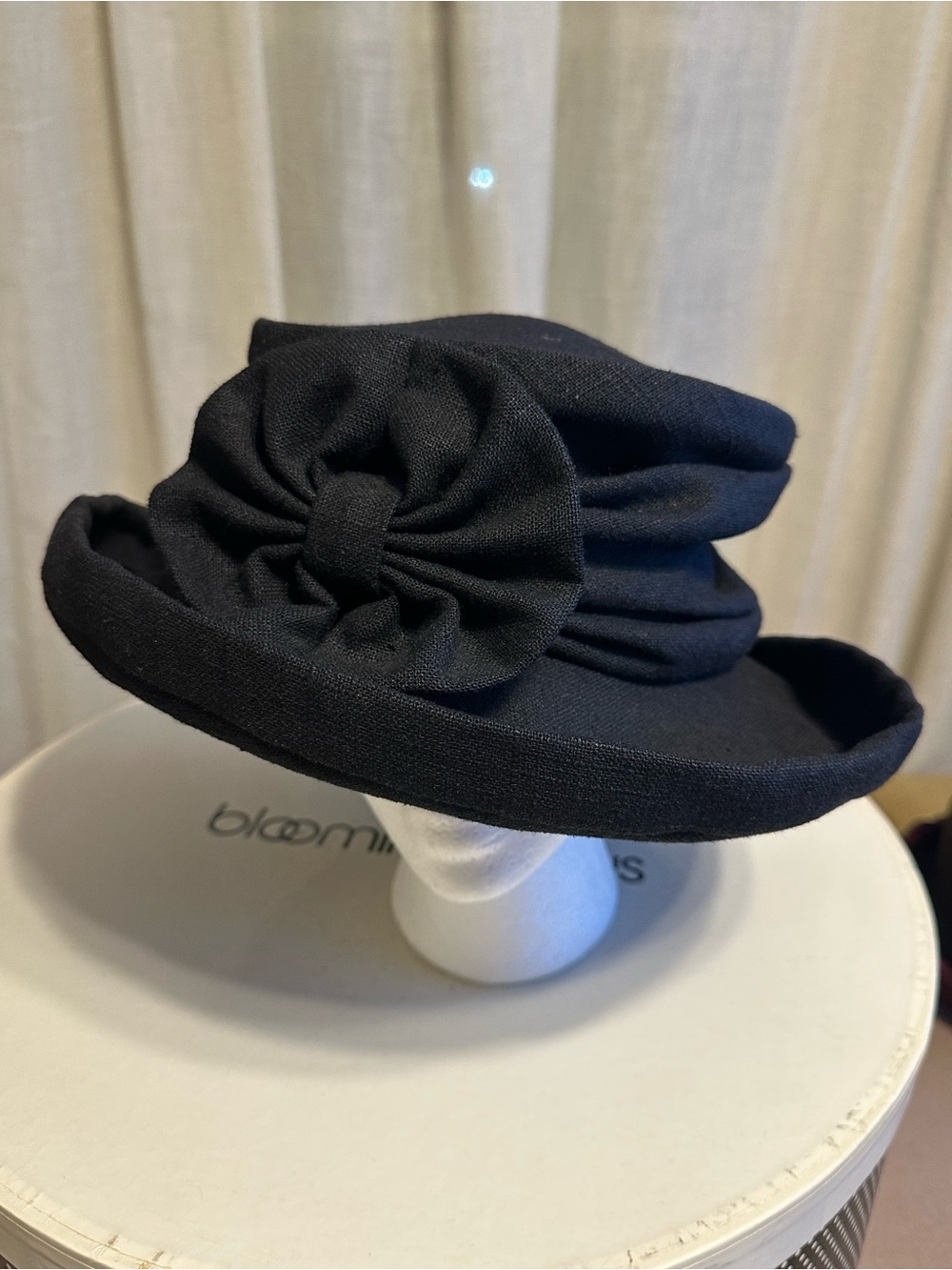 Classic Black Women's Dress Hat with Rosette Accent